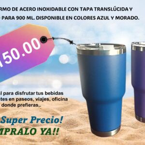 VASO TERMO DE ACERO INOXIDABLE, PARA 900 ml.