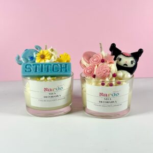Velas de kuromi y Stitch 💜🩵