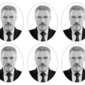 6 Fotos de Estudio Credencial Ovaladas en Blanco y Negro